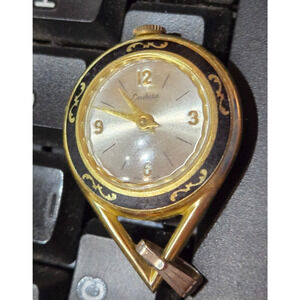 Endura Gold Tone and Black Watch Pendant - Runs - Swiss Made - Wind up